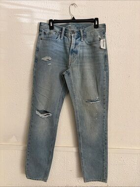 Old Navy Light Blue Slim Straight Distressed Jeans